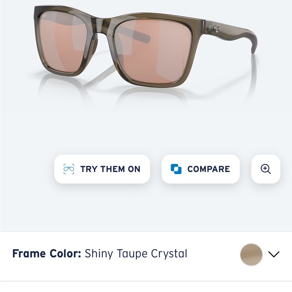 Costa Panga Sunglasses Shiny Taupe/Copper Silver Polarized lenses NWOT